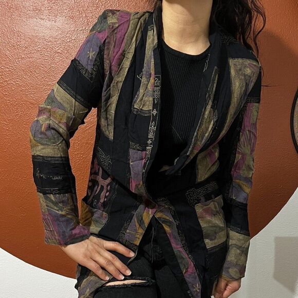 vtg 80s Blazer Oversized Colorful Abstract Artsy Medium patchwork look new wave - Picture 2 of 9